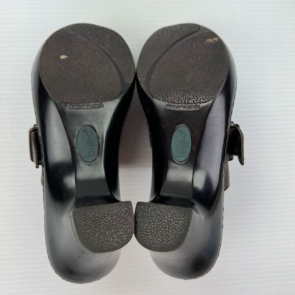 b.o.c Born Concept Brown Leather Clogs Mules Heels Buckle Slip-On Size 9 / 40.5 - Picture 15 of 16